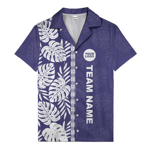 monstera leaf repeat black white graphic hawaiian shirt for men