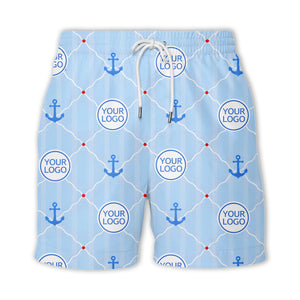 nautical anchors & custom logo circles light blue hawaiian shirt