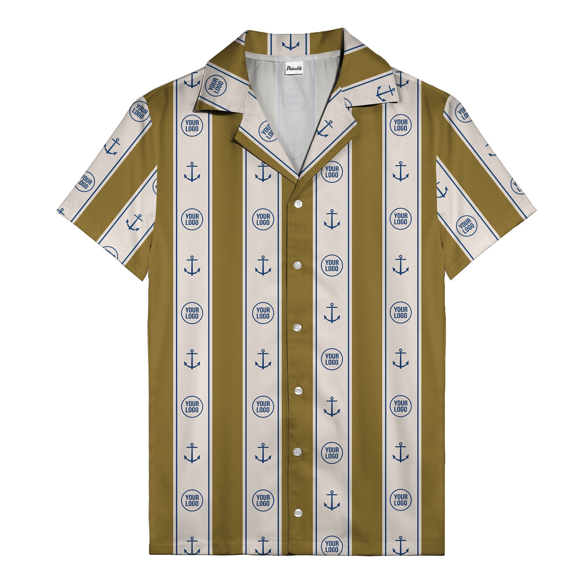nautical anchors & custom logo repeat hawaiian shirt for men
