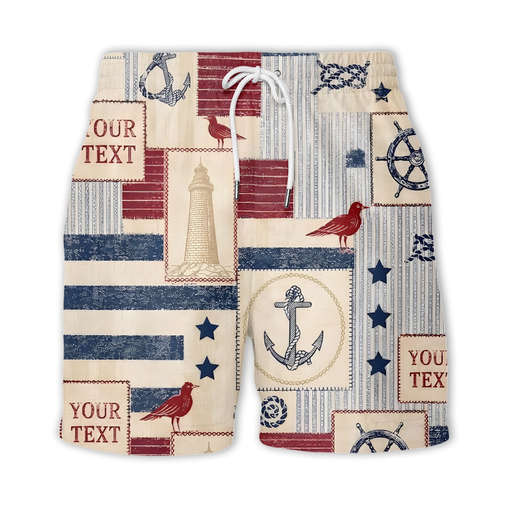 nautical anchors sailboats lighthouses patchwork hawaiian shirt