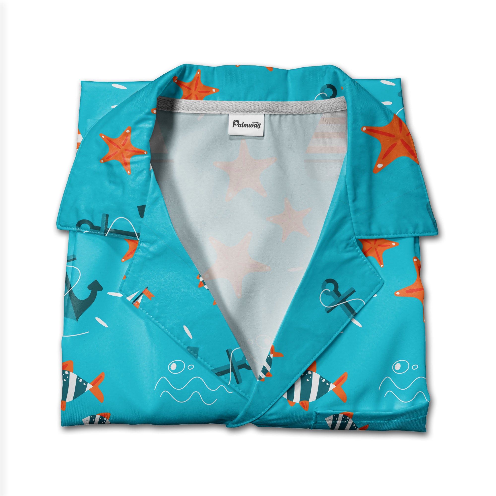 Nautical Starfish & Anchor Ocean Hawaiian Shirt – Sailboat Fish Print