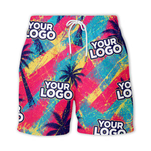 neon palm trees & custom logo electric aloha hawaiian shirt