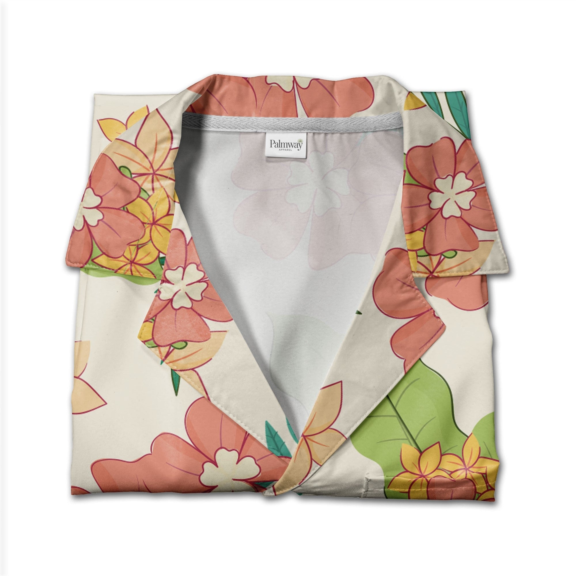Pale Beige Bird of Paradise Hawaiian Shirt with Plumeria and Banana Leaves