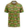 palm trees island scene repeat graphic polo shirt for men