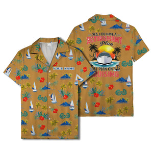 palm trees sailboats hibiscus island paradise hawaiian shirt