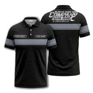 personalized department name gray stripe polo shirt for teams