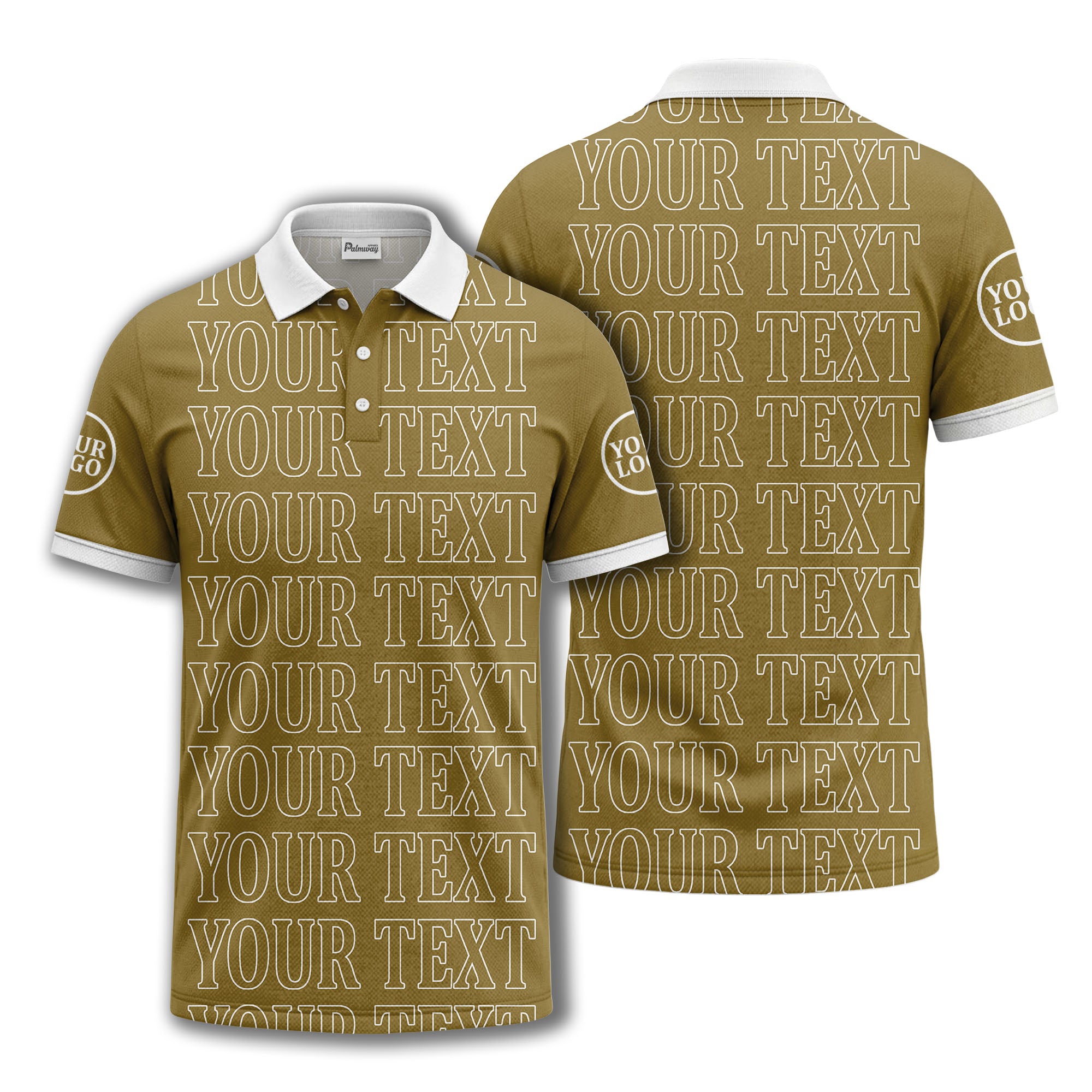 personalized name repeat text minimalist golf polo shirt