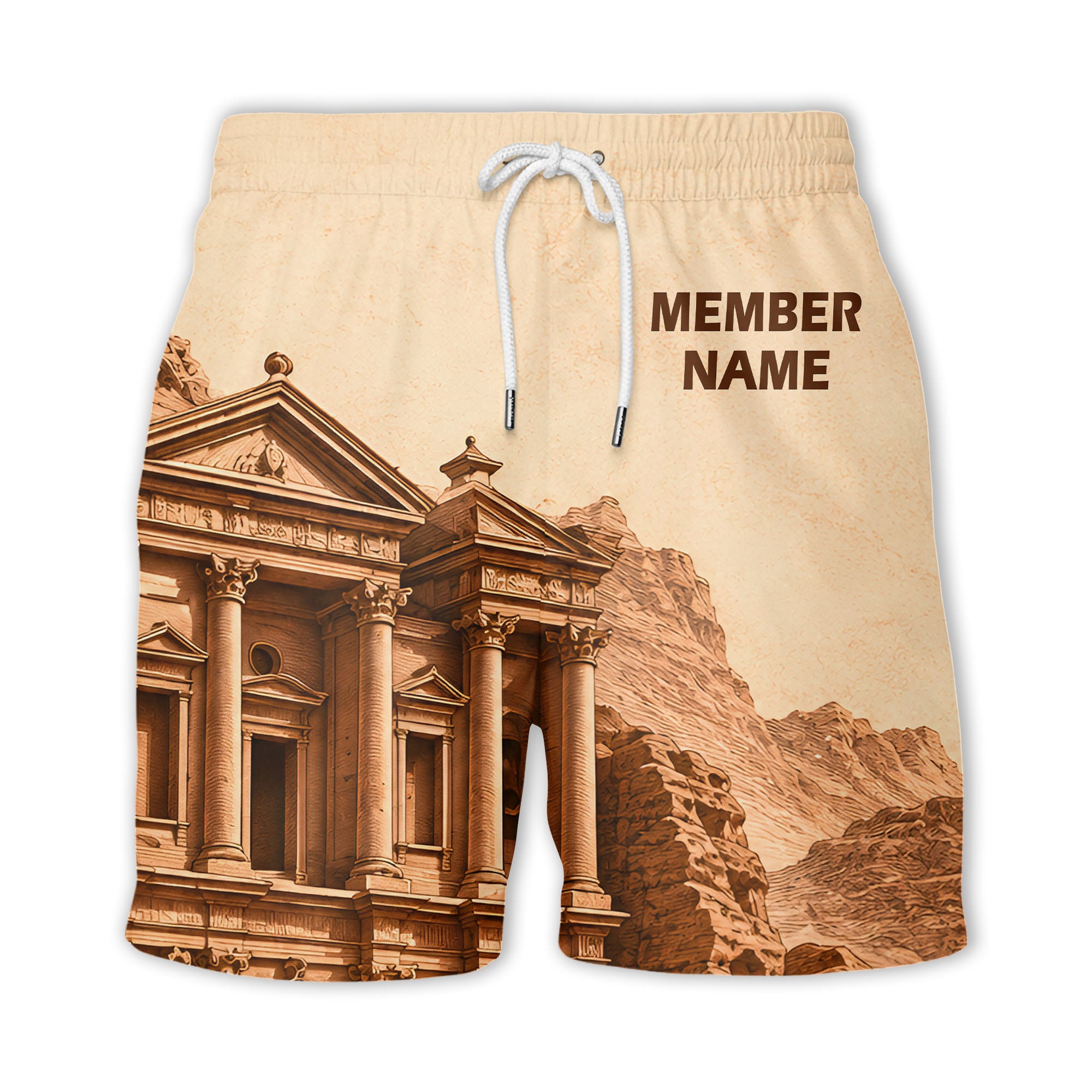 petra treasury desert landscape illustrated historical hawaiian shirt