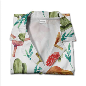 Psychedelic Pastel Mushroom Hawaiian Shirt on Black Background