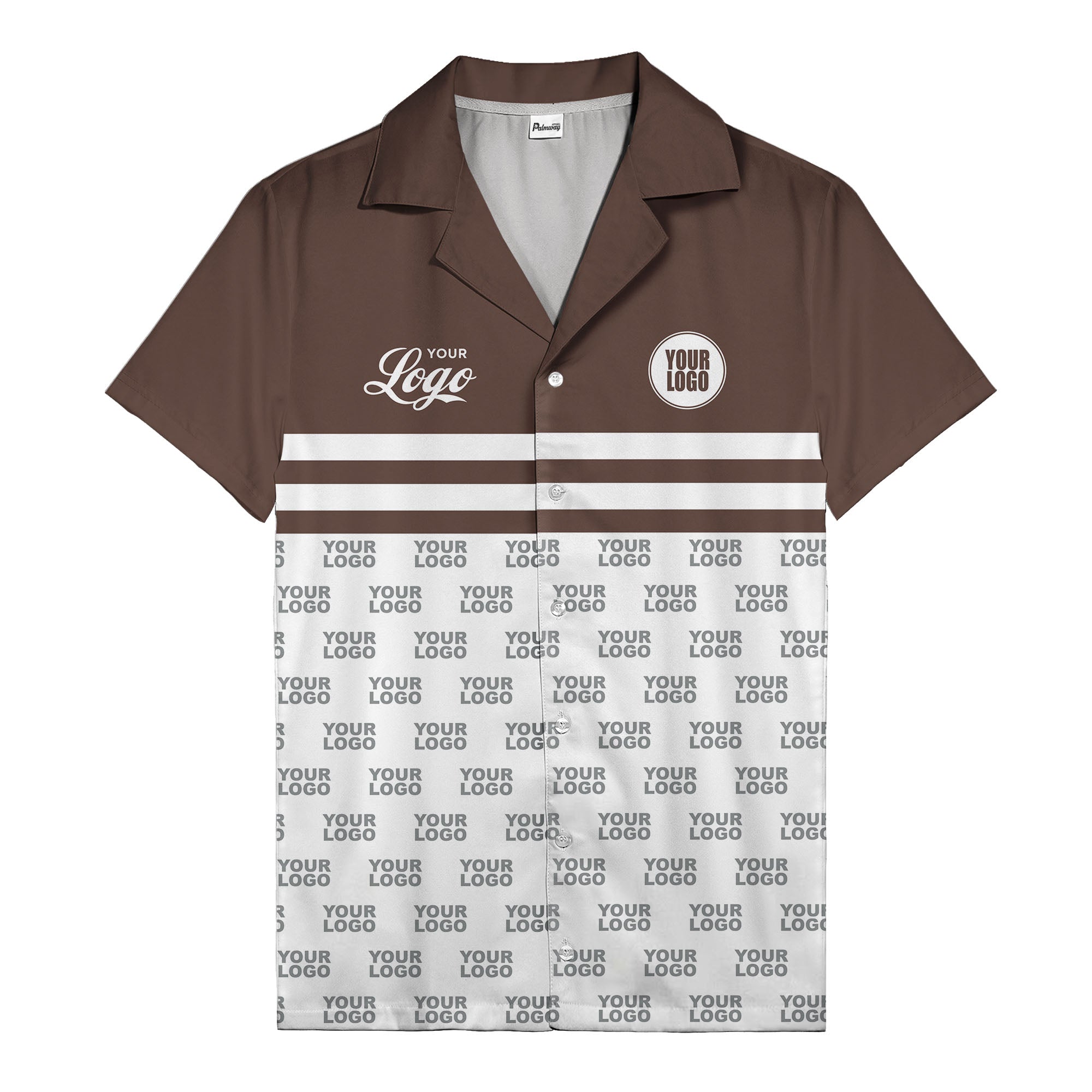 repeating customizable logo hawaiian shirt personalized text aloha button down shirt