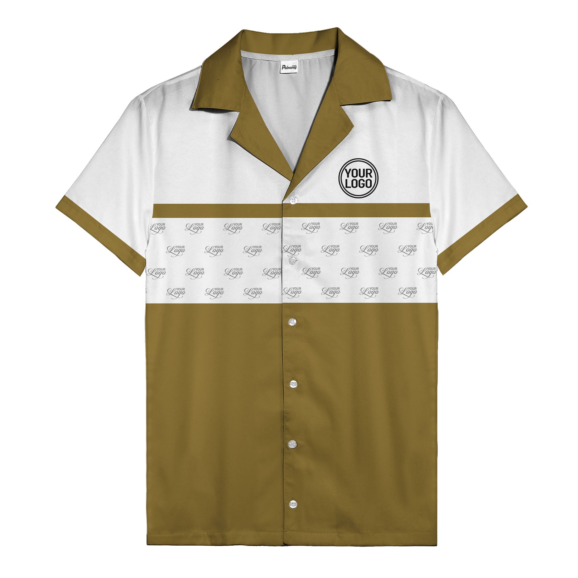 retro bowling custom logo repeat hawaiian shirt for men