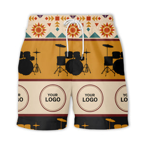 retro drum kits & sunburst geometric border hawaiian shirt