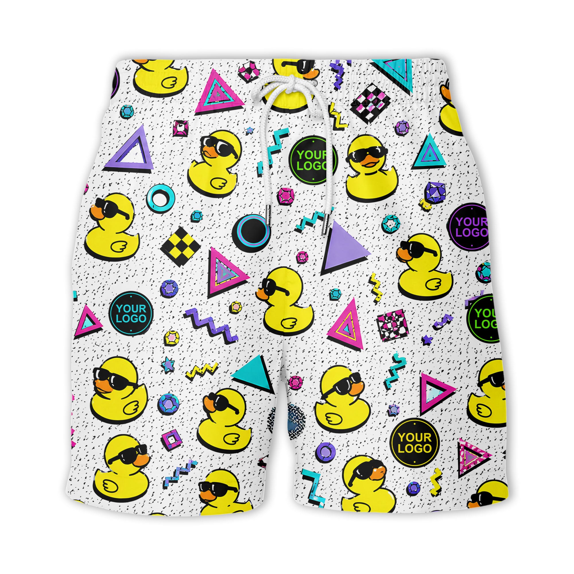 retro rubber ducks & geometric 80s blocks hawaiian shirt