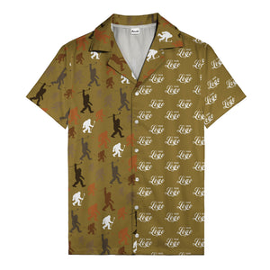 sasquatch golfers swinging clubs cartoon black hawaiian shirt for men