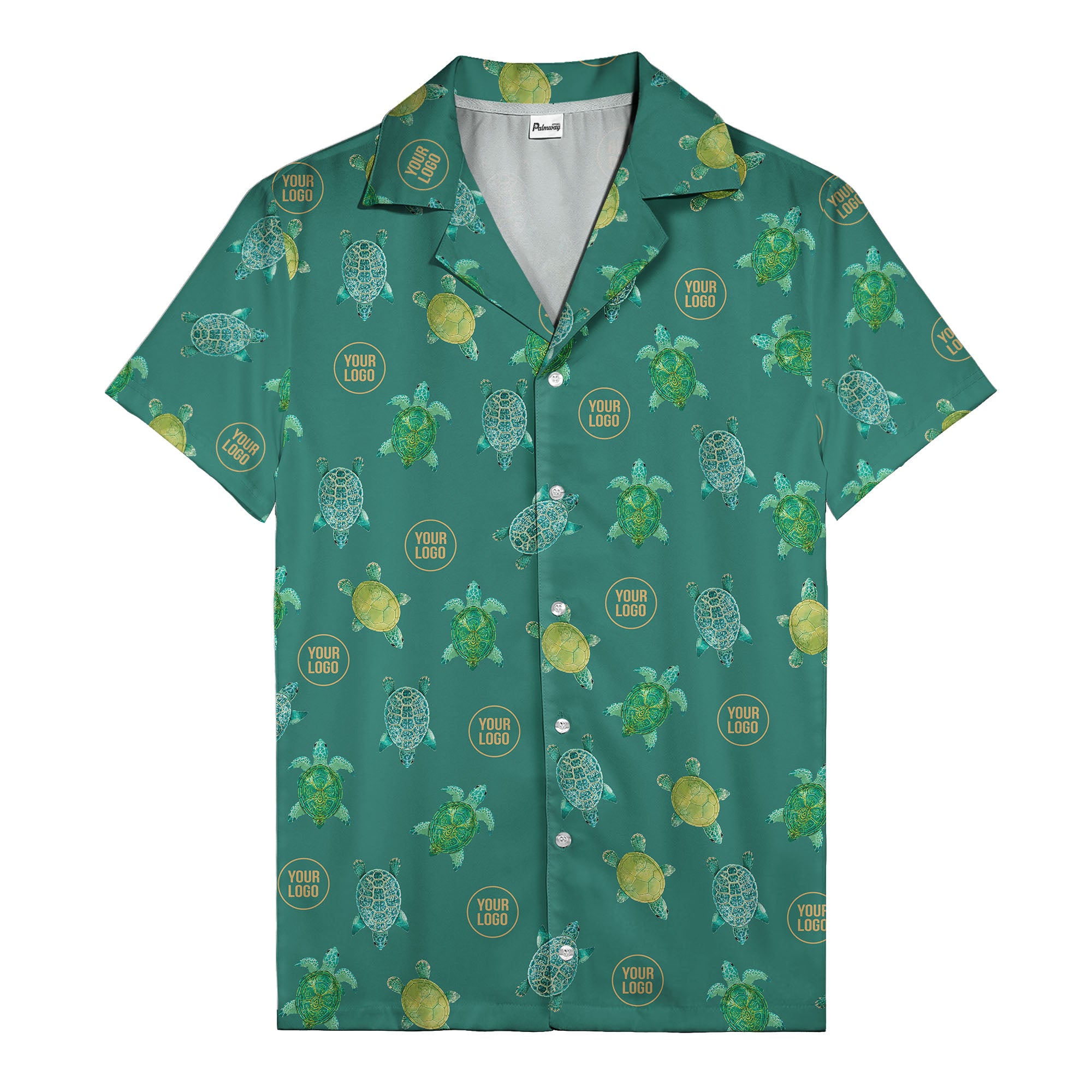 sea turtles and golden logo rings hawaiian shirt for men