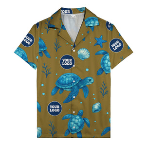 sea turtles & coral seashells aloha navy hawaiian shirt