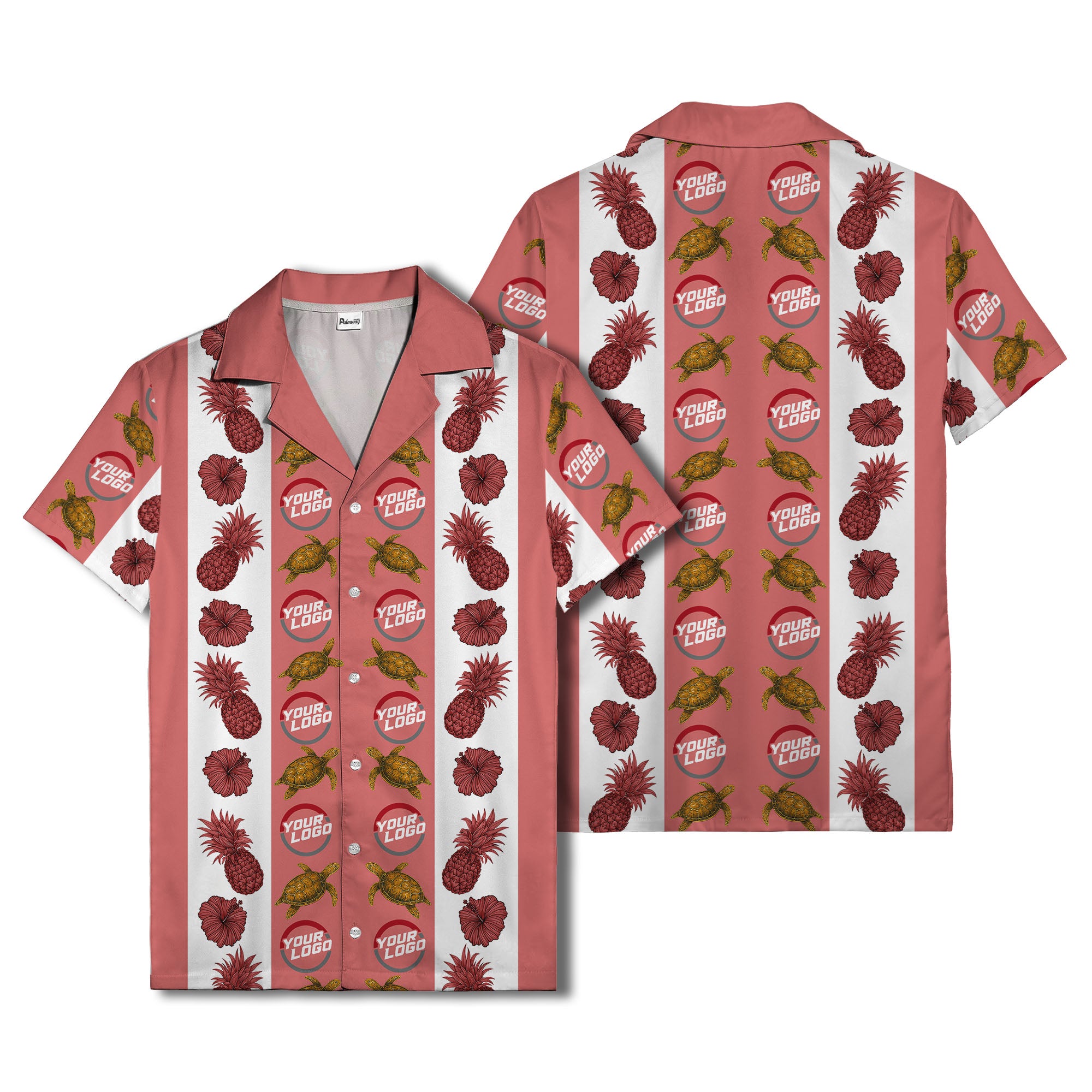 sea turtles & pineapple hibiscus striped hawaiian shirt