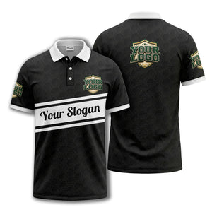 shield logo stars hexagon pattern polo shirt for men