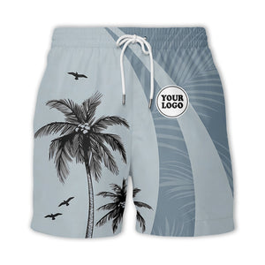slate blue palm silhouettes with flying birds tropical hawaiian shirt