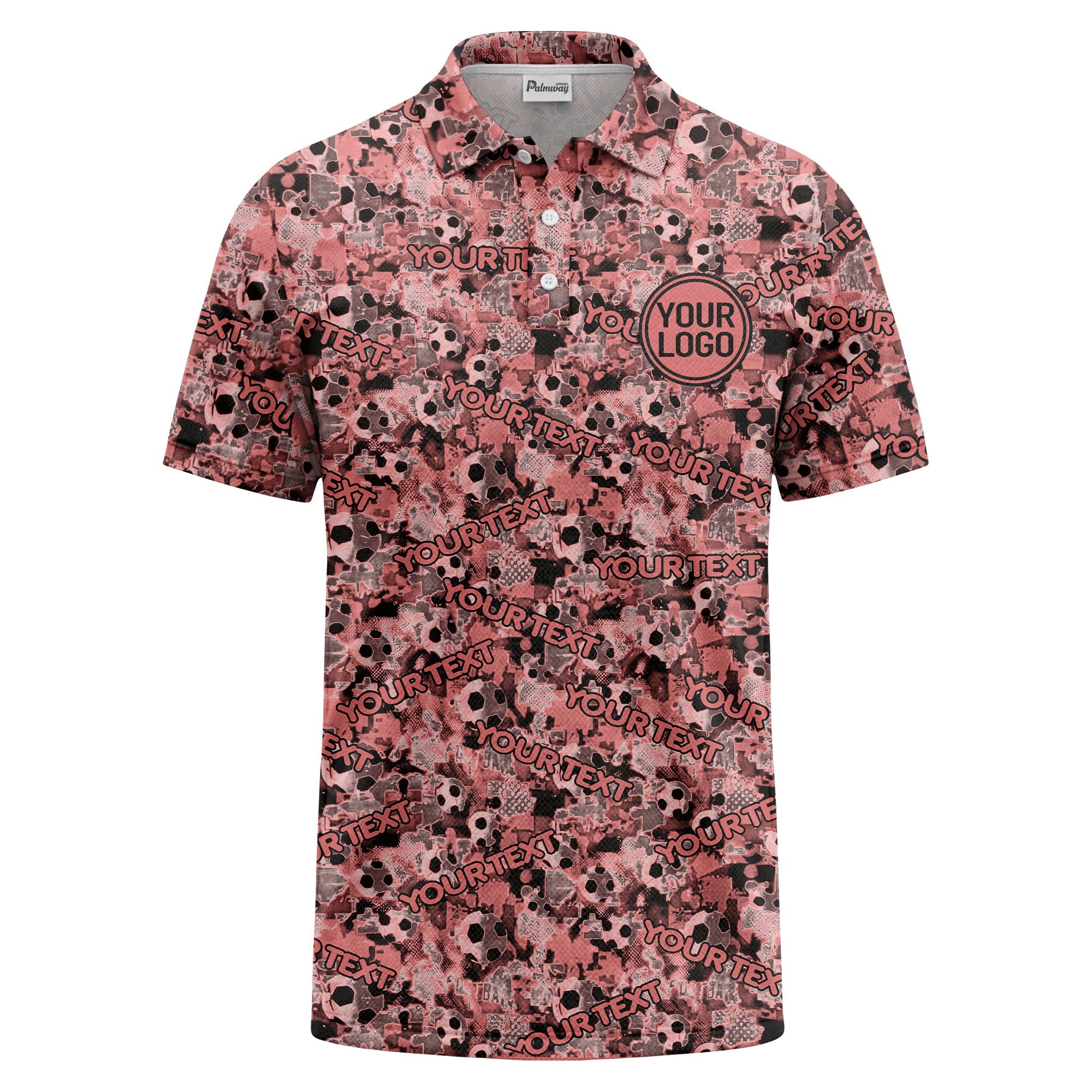 soccer ball camouflage custom logo polo shirt for men