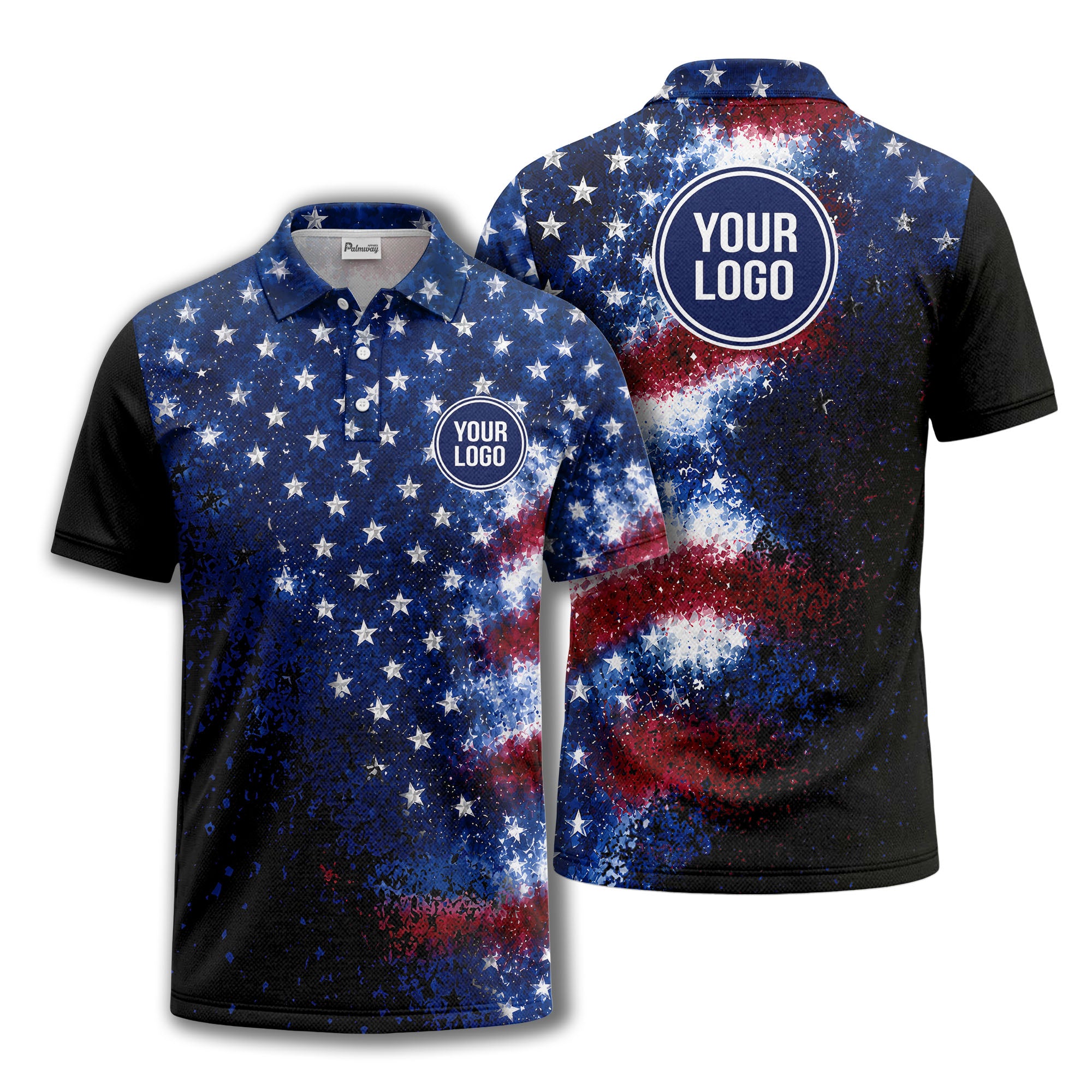 stars & stripes american flag all over print polo shirt