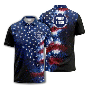 stars & stripes american flag all over print polo shirt