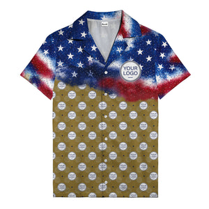 stars & stripes american flag custom logo patriotic hawaiian shirt