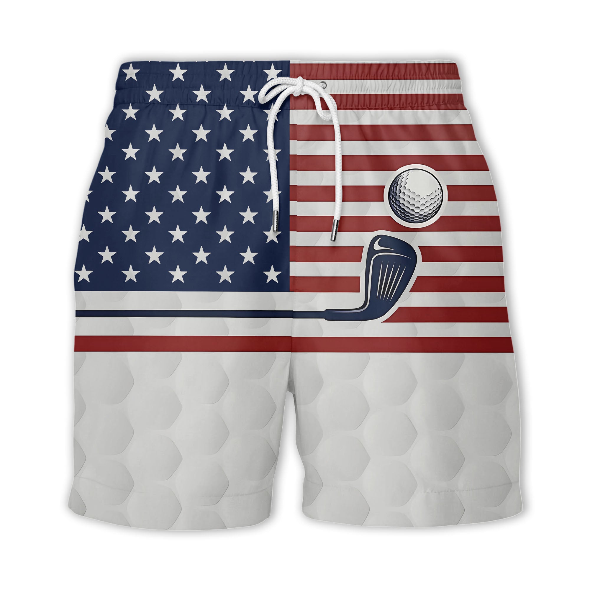 stars stripes golf clubs patriotic red white blue hawaiian shirt for men