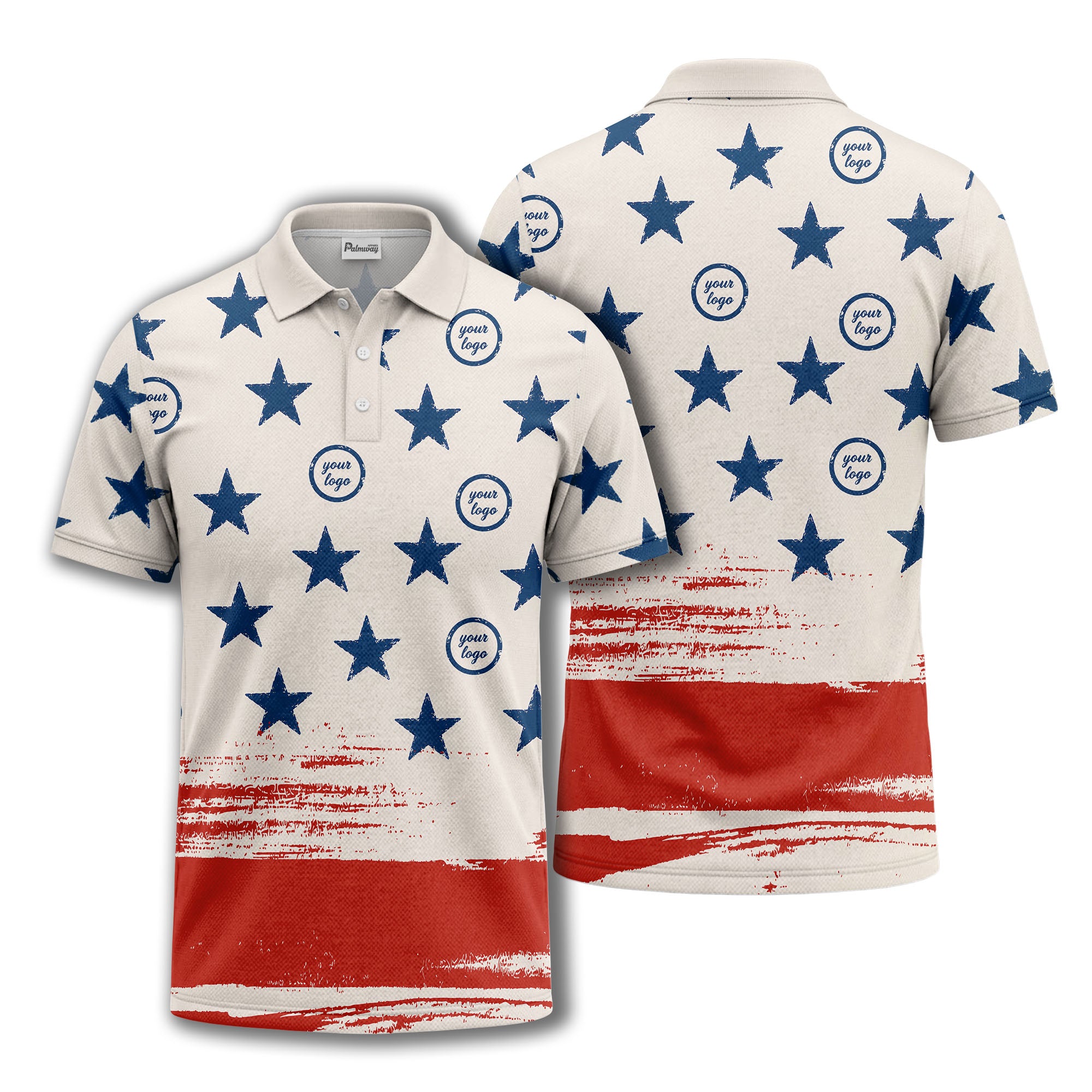 stars & stripes patriotic eagle polo shirt navy blue custom logo