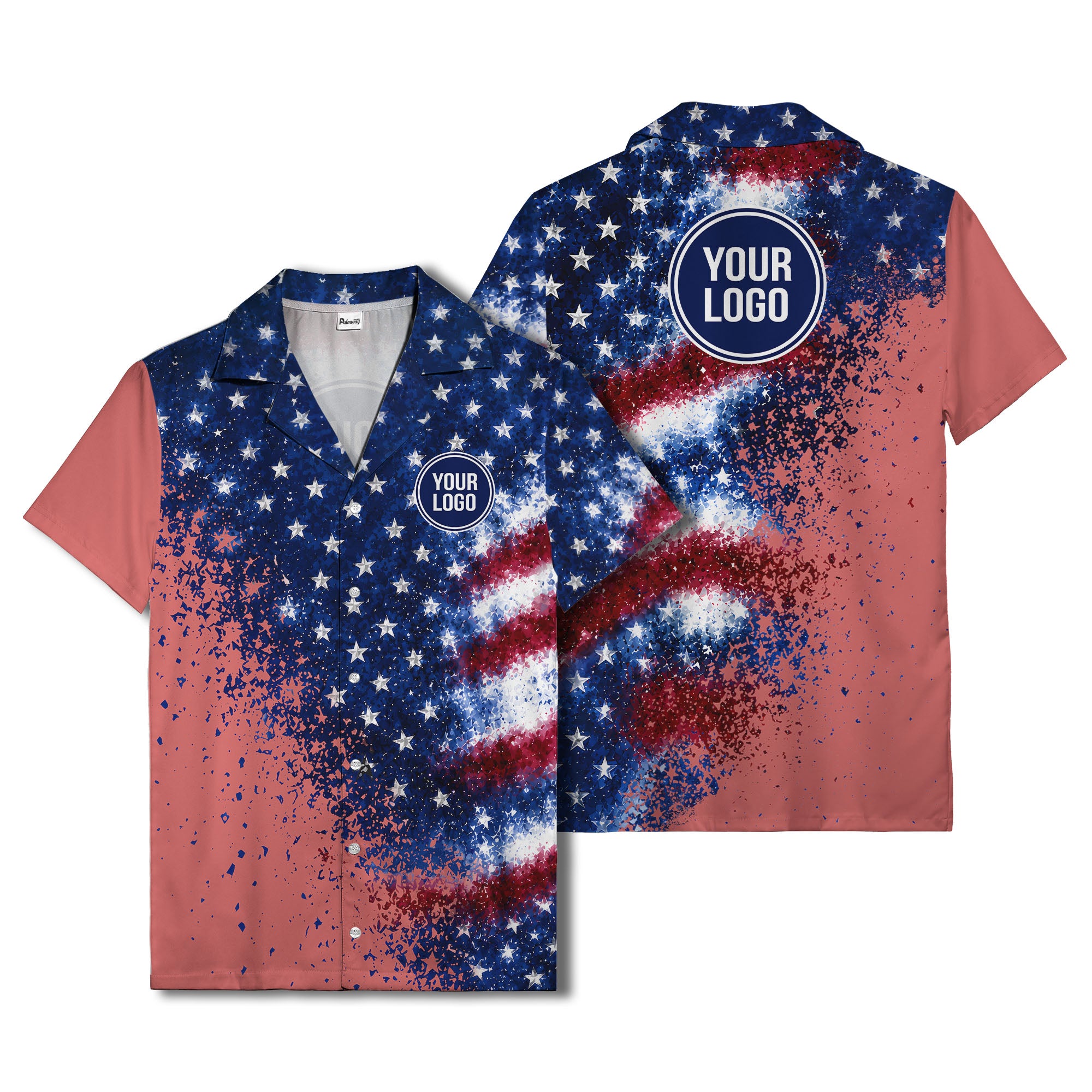 stars & stripes watercolor splash patriotic hawaiian shirt