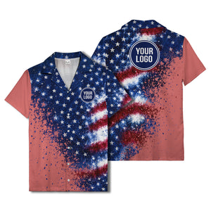 stars & stripes watercolor splash patriotic hawaiian shirt