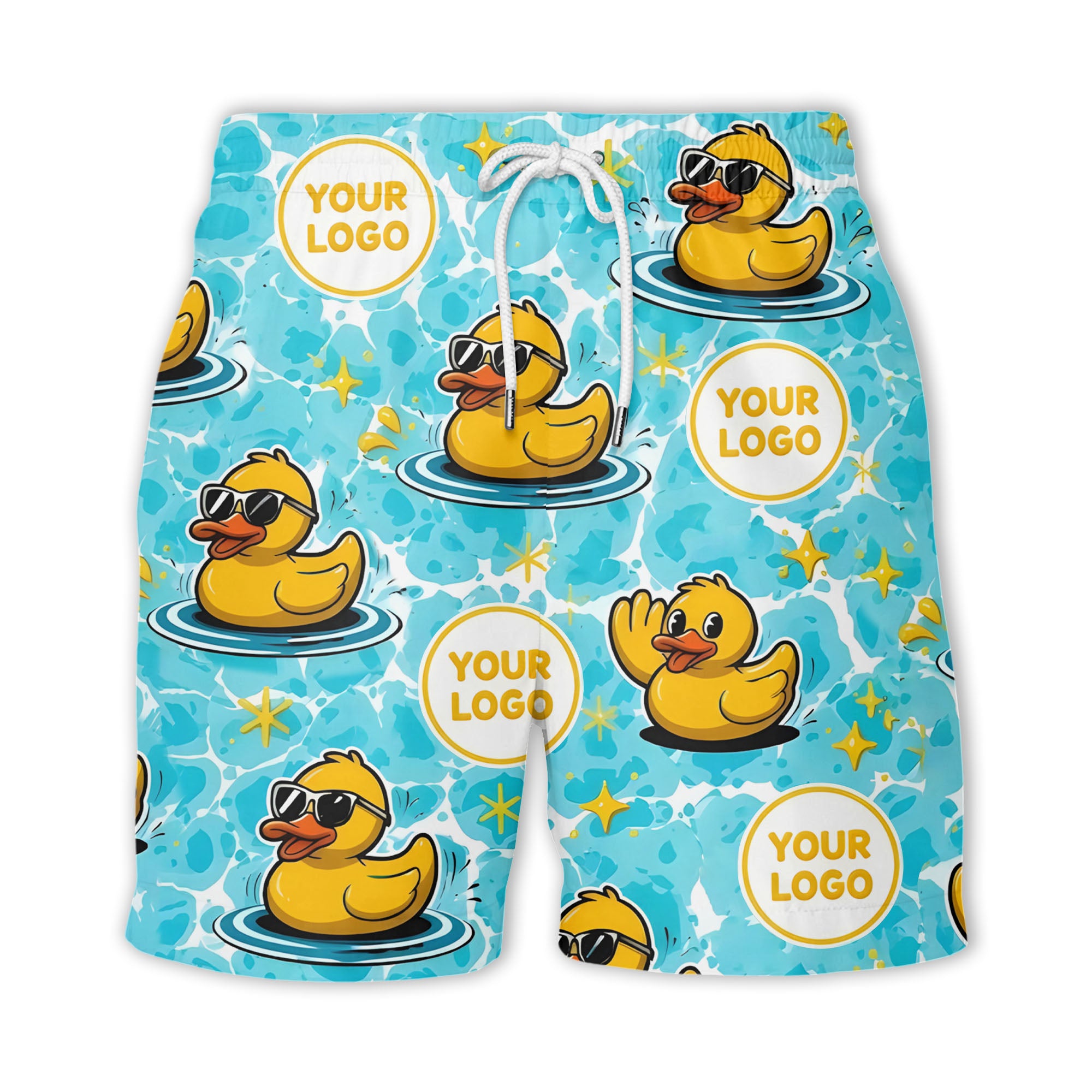 summer fun cartoon rubber ducks riding light blue wave hawaiian shirt