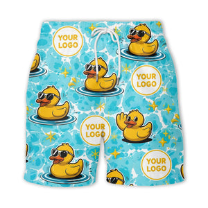 summer fun cartoon rubber ducks riding light blue wave hawaiian shirt