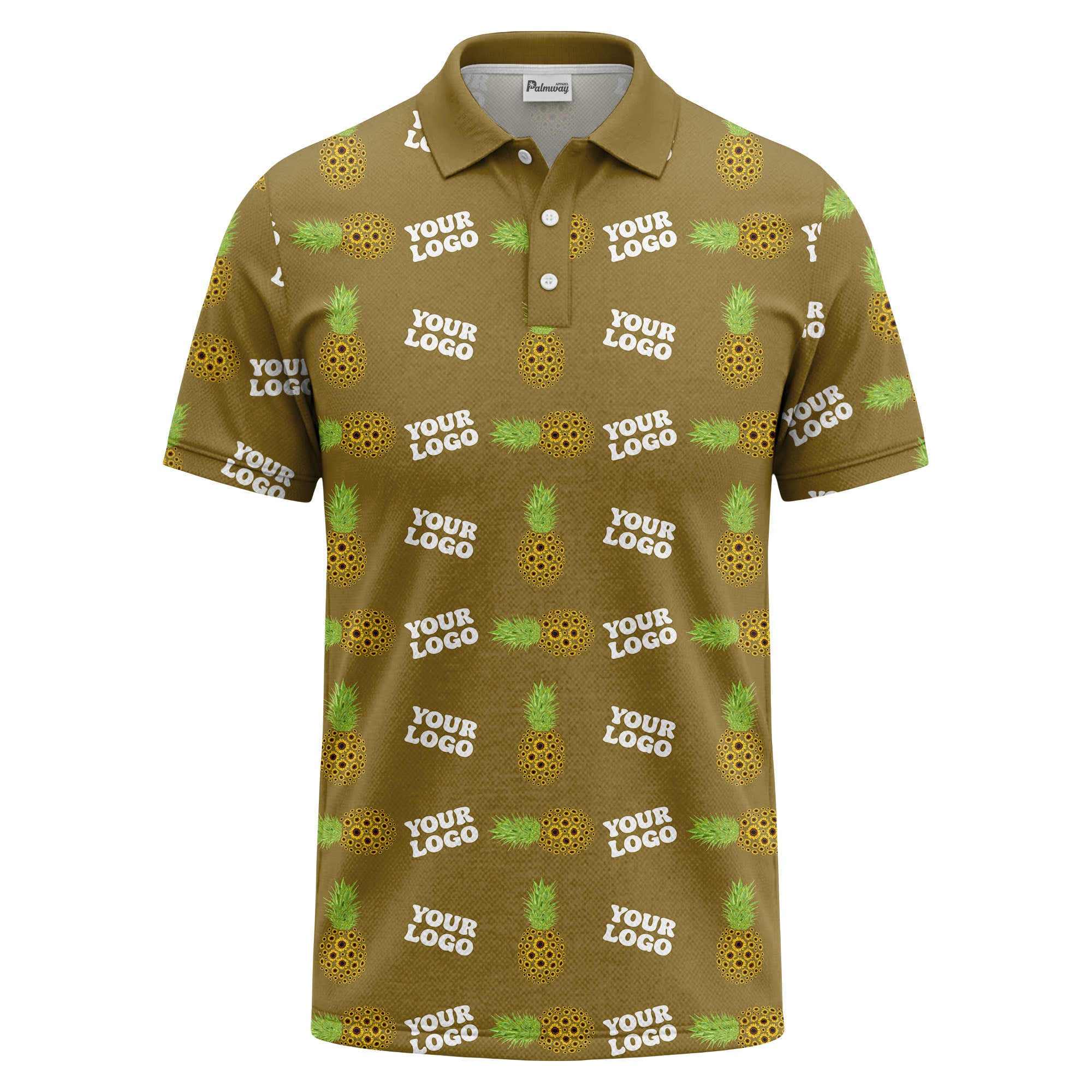 sunflower pineapple repeat custom logo polo shirt for beach days