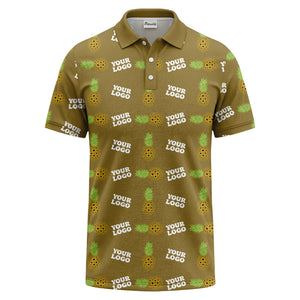 sunflower pineapple repeat custom logo polo shirt for beach days