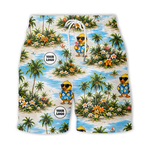 sunglasses ducks & palm trees beach scene hawaiian shirt for men