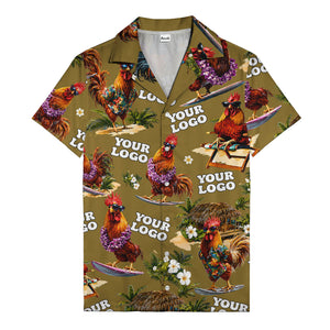 surfing roosters riding waves aloha hawaiian shirt with surfboards