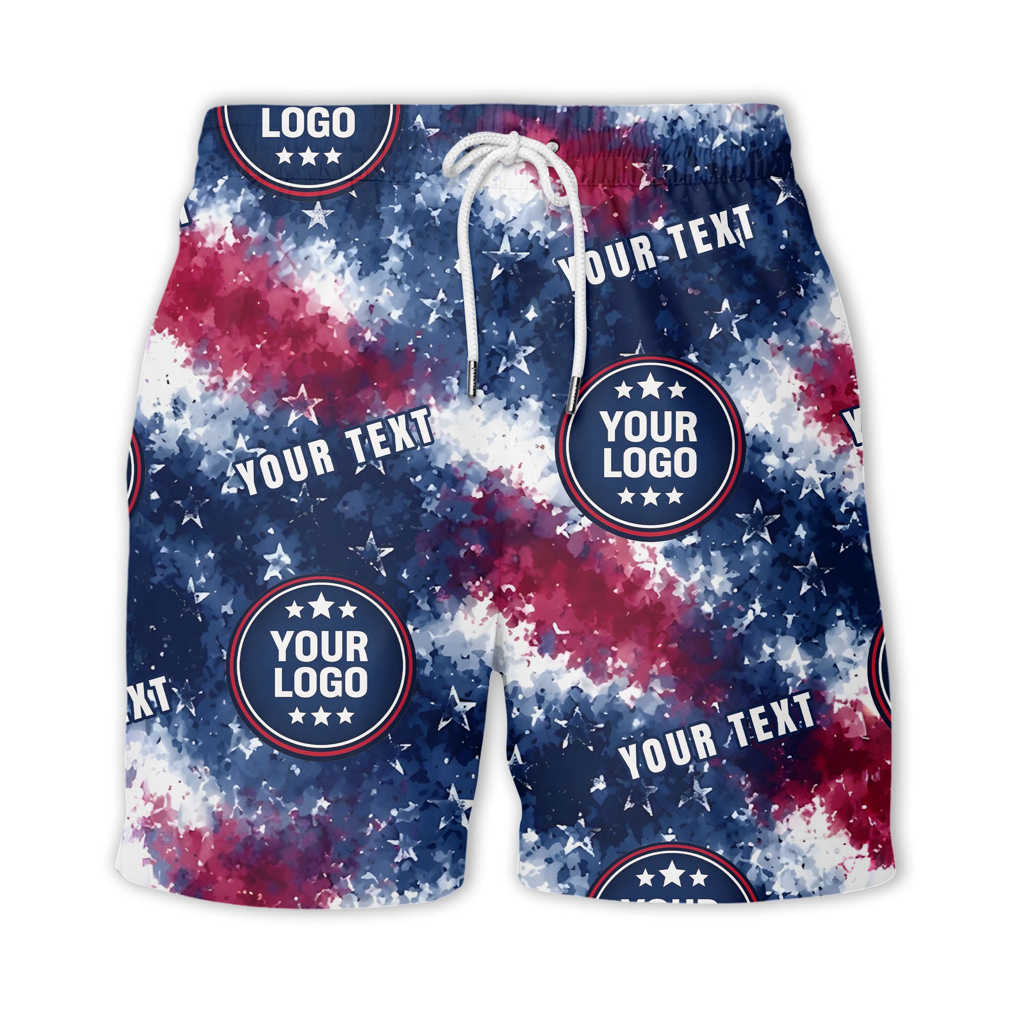 tie-dye stars & flag custom logo patriotic hawaiian shirt for men