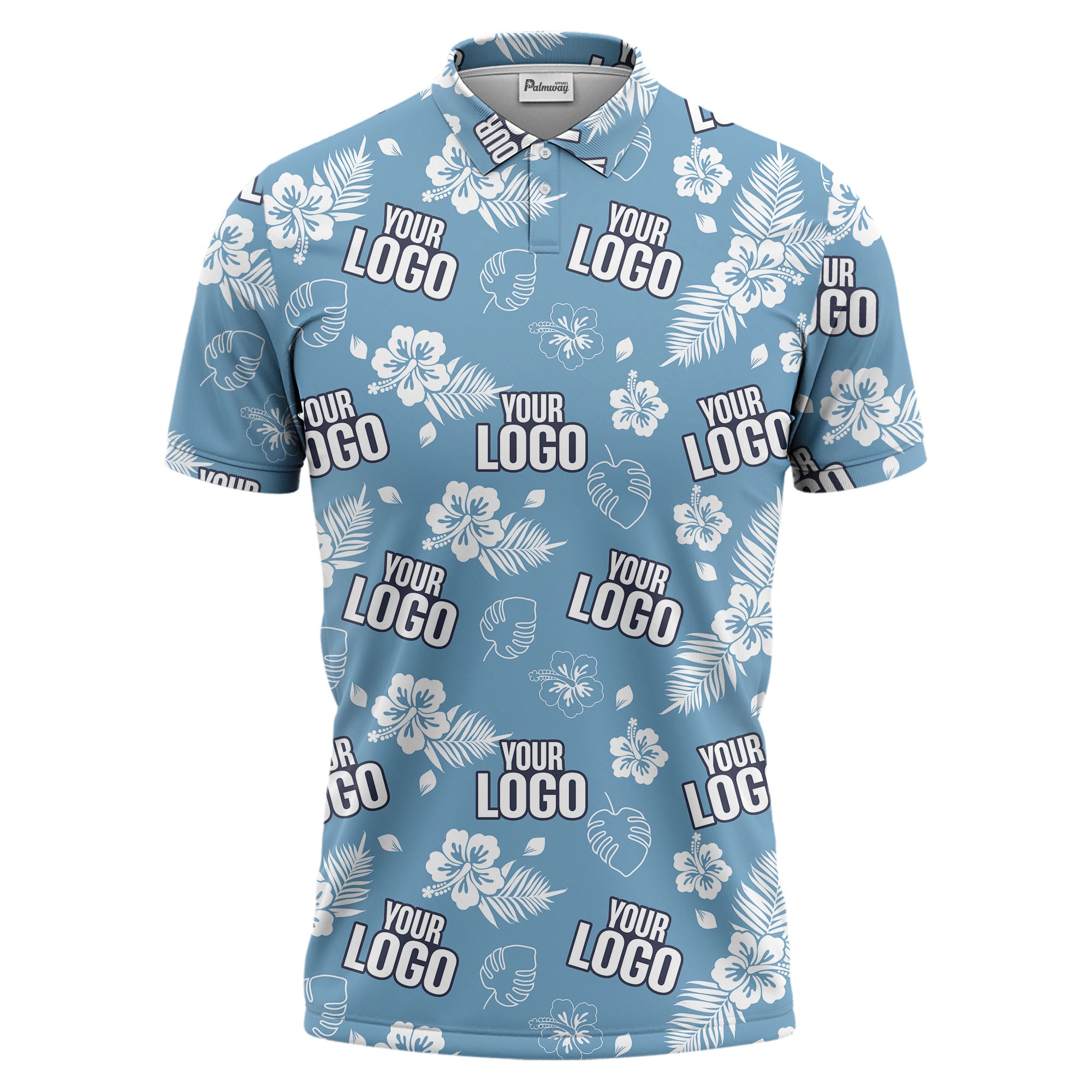 tropical hibiscus polo shirt with custom logo | custom color floral