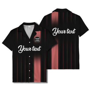 vertical black & white stripe custom logo hawaiian shirt