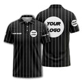 vertical pinstripe custom logo personalized text polo shirt