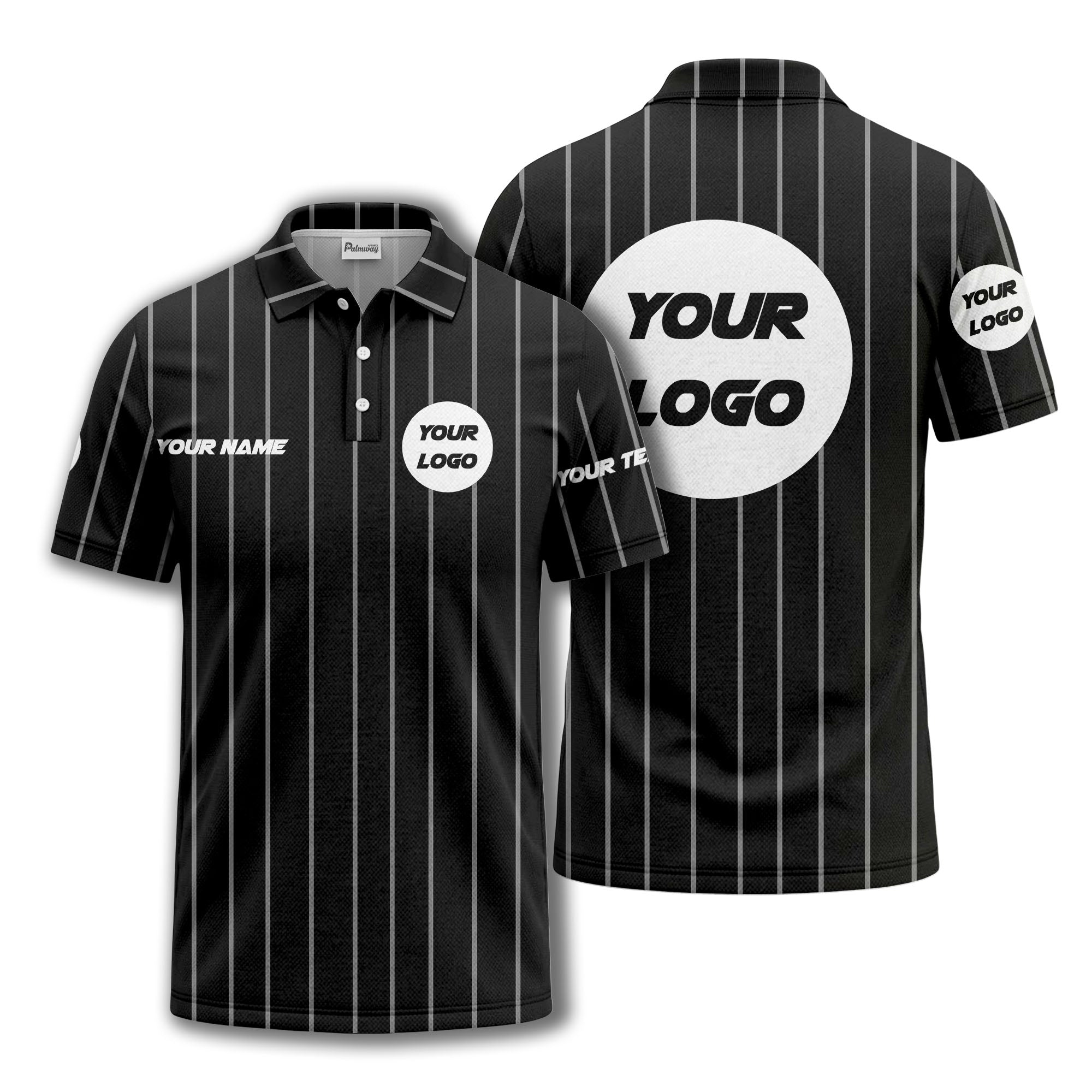 vertical pinstripe custom logo personalized text polo shirt