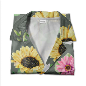 Vibrant Sunflower Bouquet Hawaiian Shirt on Dark Olive Green