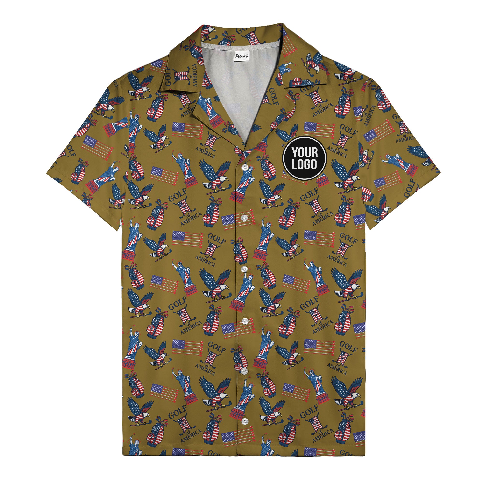 vintage 50s bald eagles & statue of liberty golf hawaiian shirt
