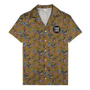 vintage 50s bald eagles & statue of liberty golf hawaiian shirt