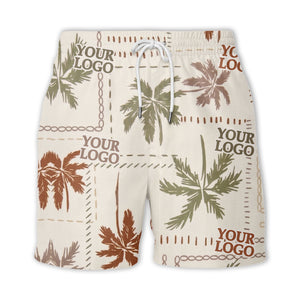 vintage palm tree repeat with custom logos hawaiian shirt