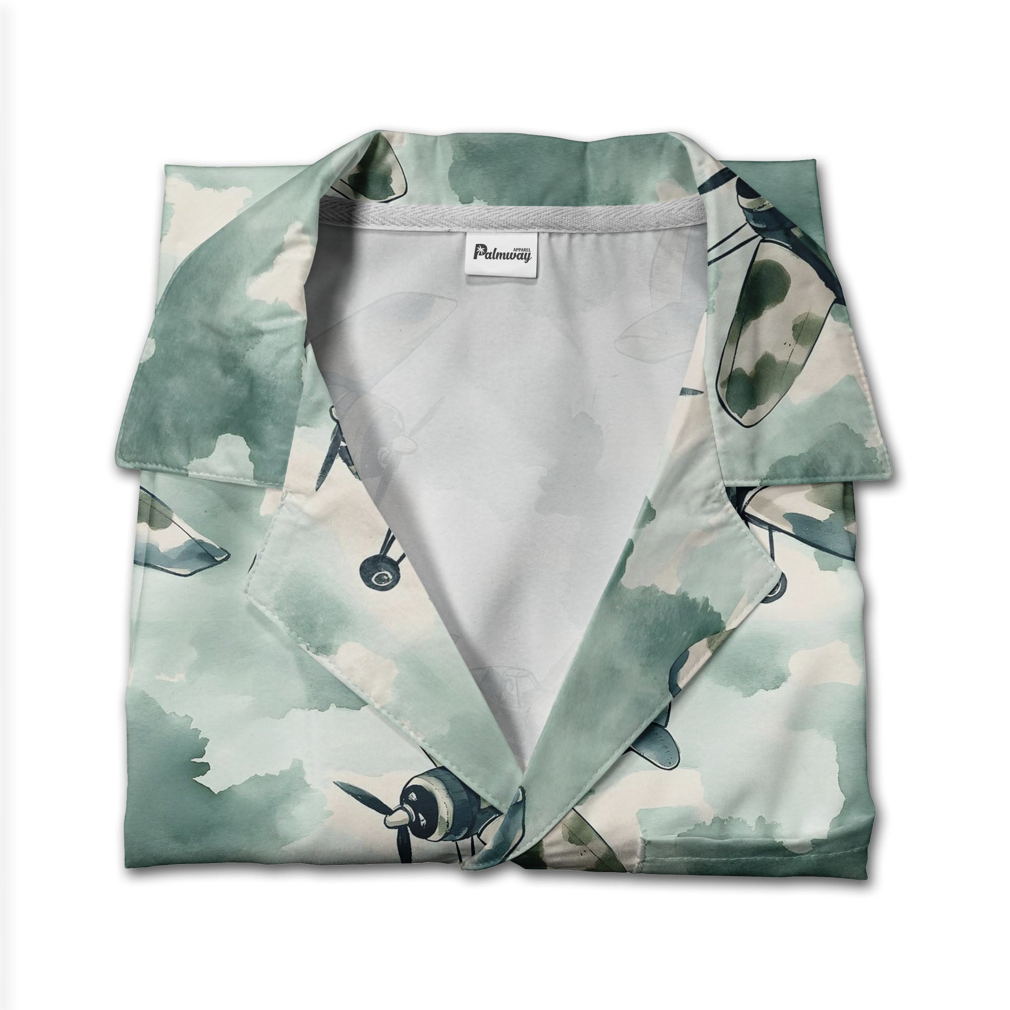Vintage WWII Propeller Plane Camo Military Hawaiian Shirt – Aviation Print