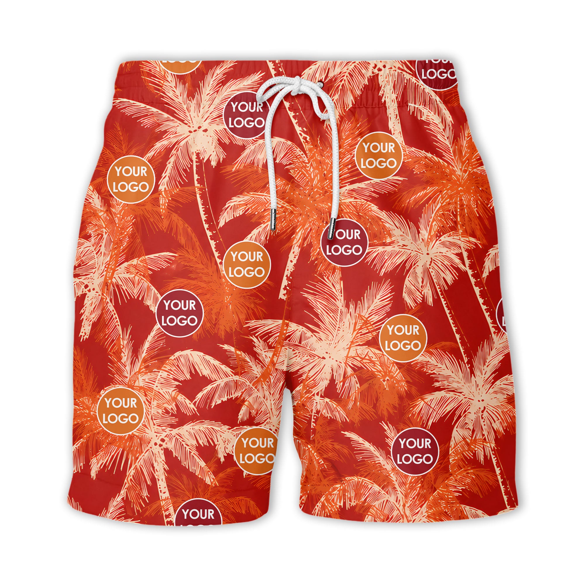 watercolor coral red palm tree & logo hawaiian beach vacation shirt hawaiian shirt