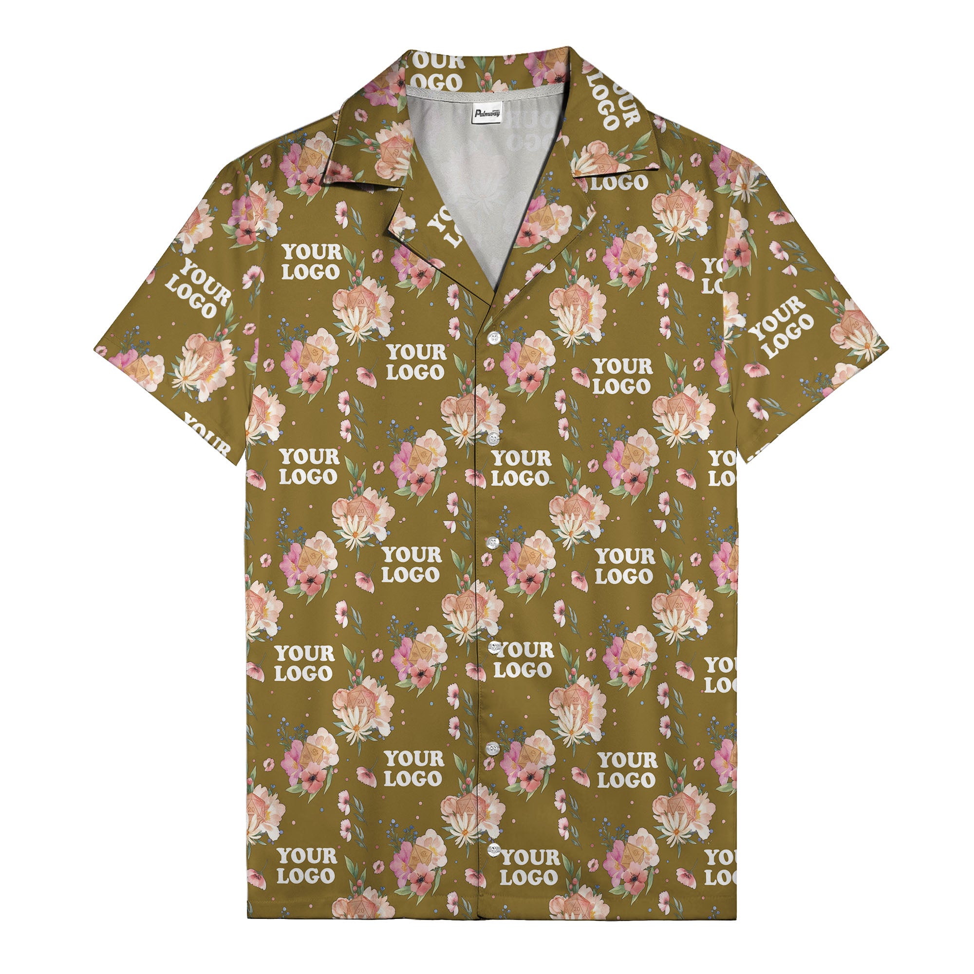 watercolor floral d20 dice hawaiian shirt with custom logo space