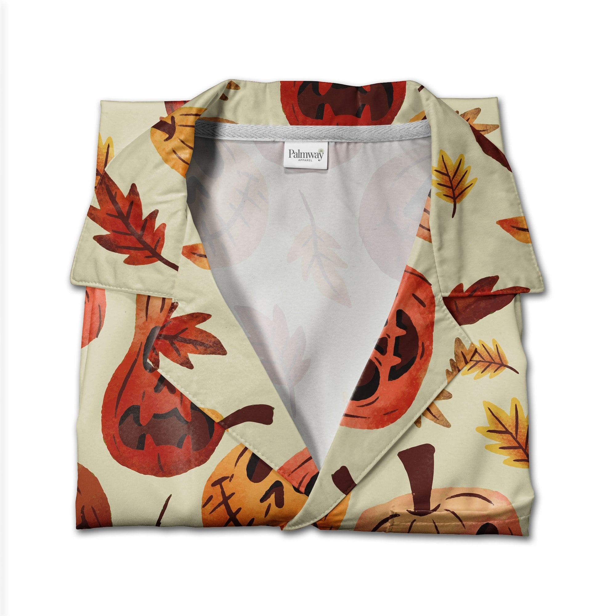 Watercolor Halloween Pumpkin Hawaiian Shirt with Maple Leaves